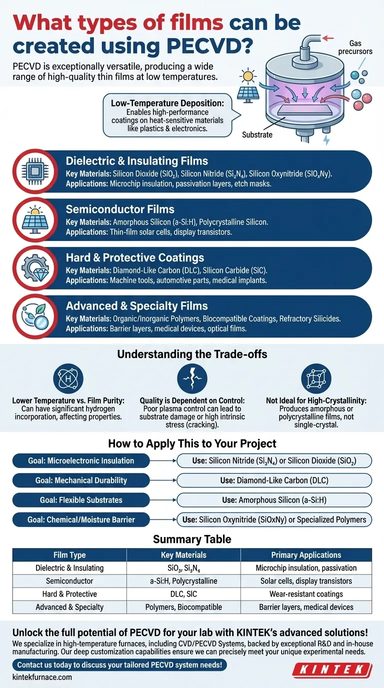 What types of films can be created using PECVD? Discover Versatile Thin Films for Your Applications Visual Guide