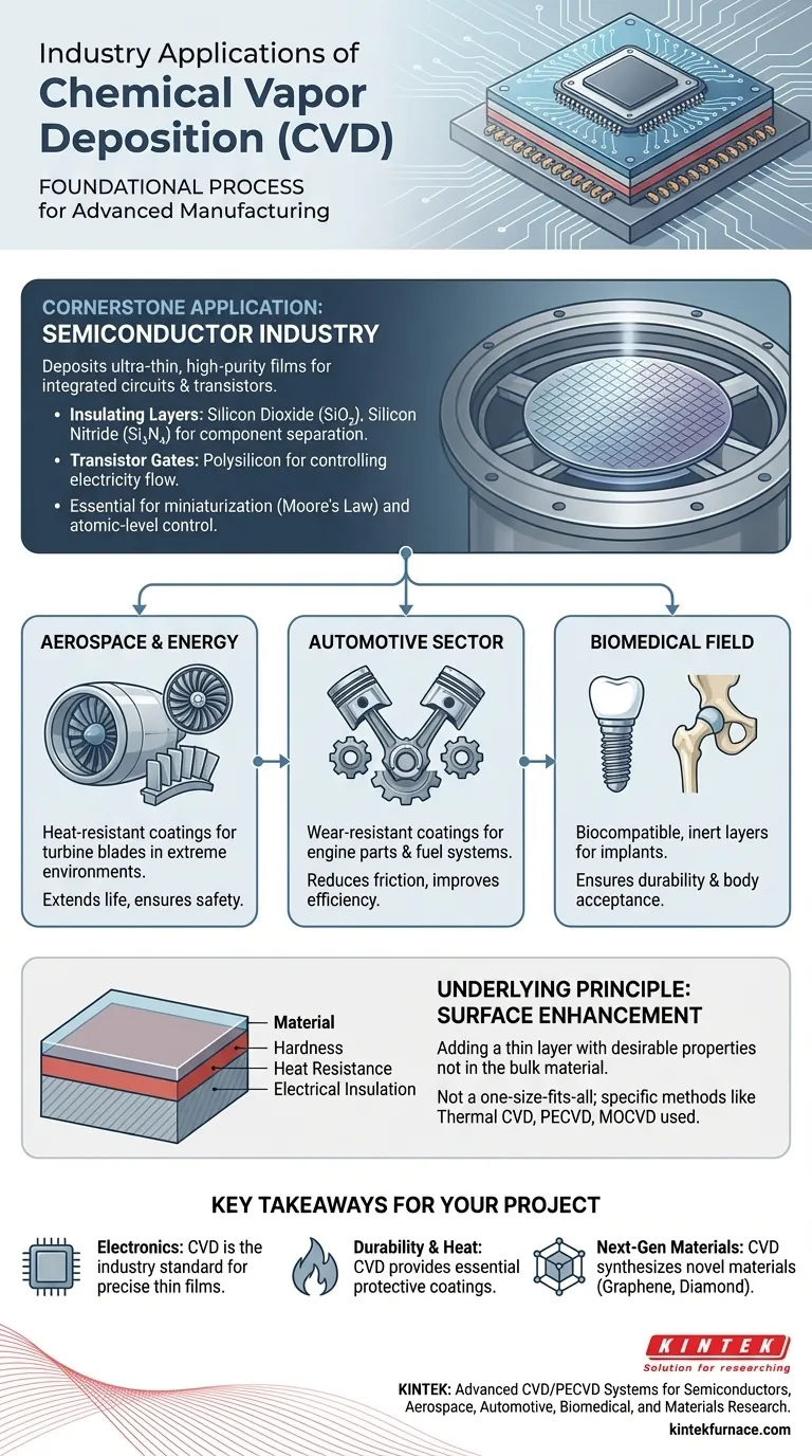 In which industry is CVD frequently used, and for what specific application? Discover Its Role in Semiconductors and Beyond Visual Guide
