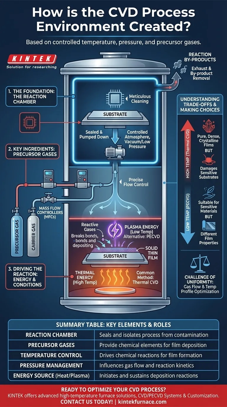 How is the CVD process environment created? Master Precise Control for Superior Thin Films Visual Guide
