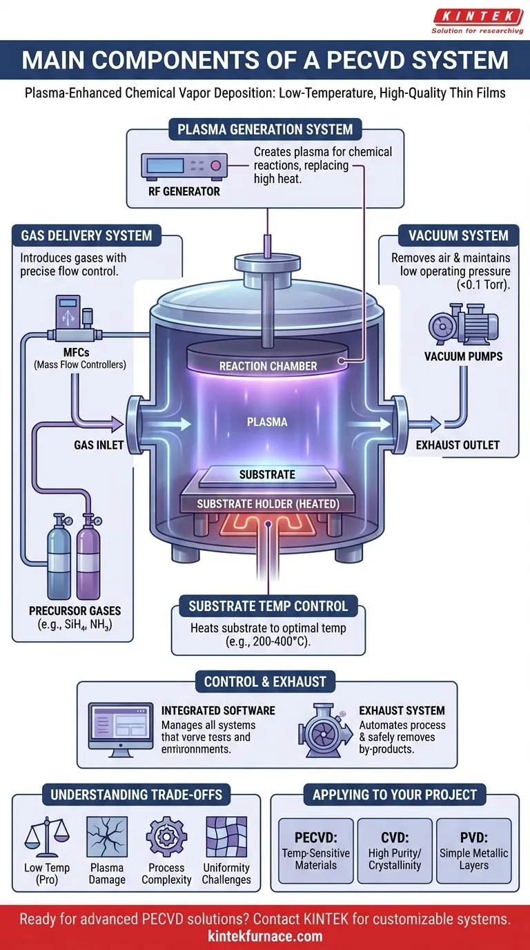 Quels sont les principaux composants d'un système PECVD ? Débloquez le dépôt de couches minces à basse température Guide Visuel
