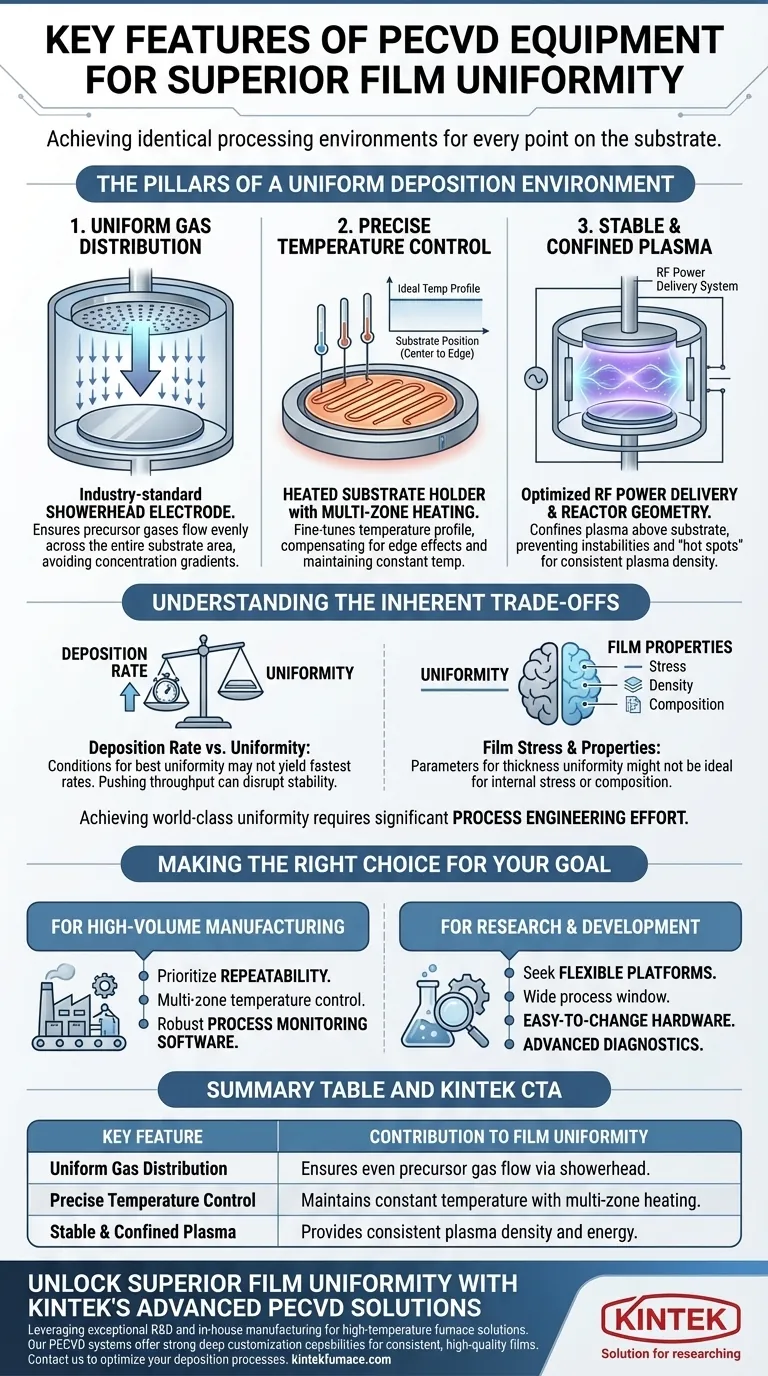박막 균일도에 기여하는 PECVD 장비의 주요 특징은 무엇입니까? 증착 정밀도 향상 시각적 가이드