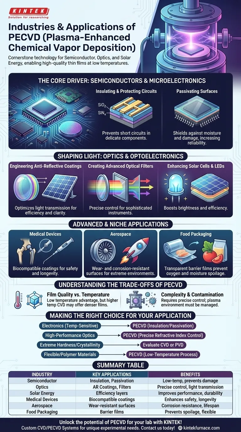 PECVDはどのような産業で一般的に使用されていますか？半導体、光学、太陽エネルギーに不可欠な技術 ビジュアルガイド
