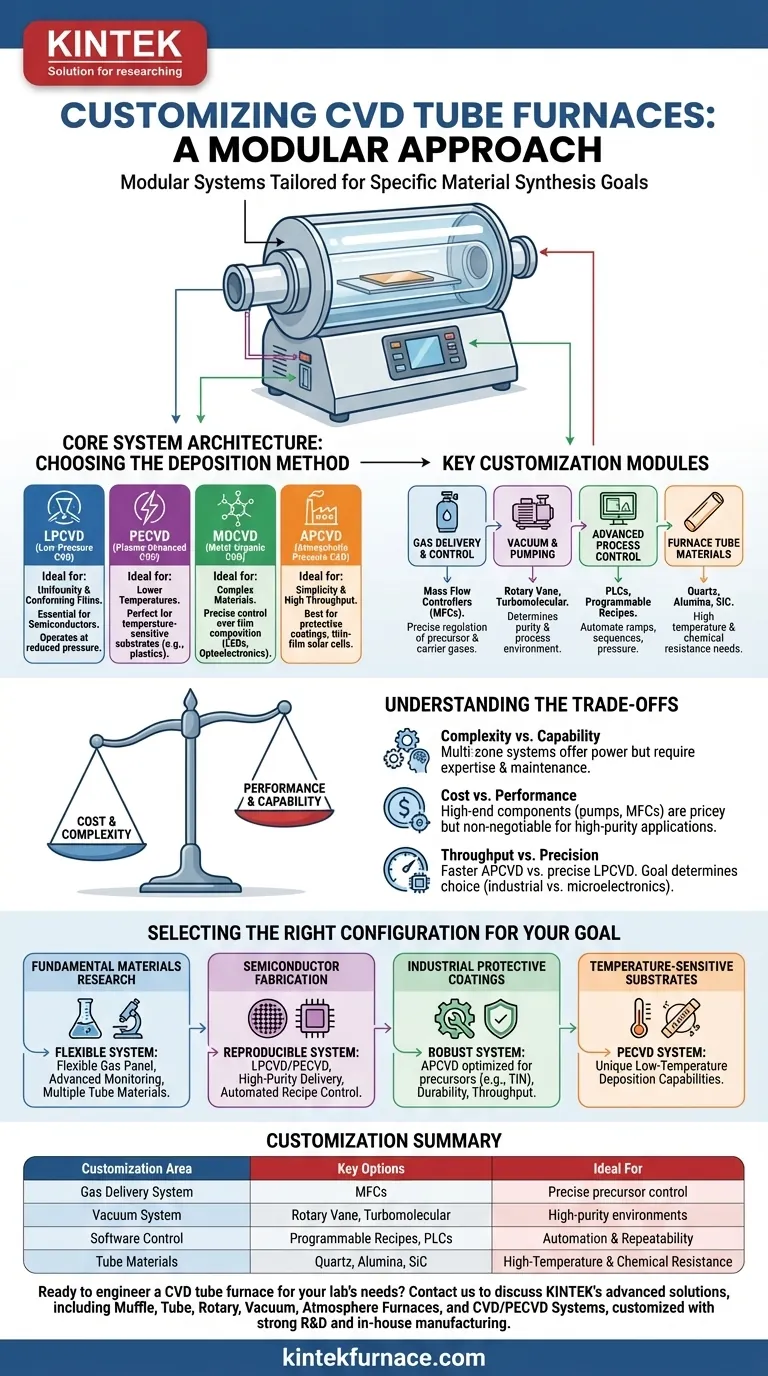 CVDチューブ炉で利用可能なカスタマイズオプションは何ですか？優れた材料合成のためにシステムを調整する ビジュアルガイド