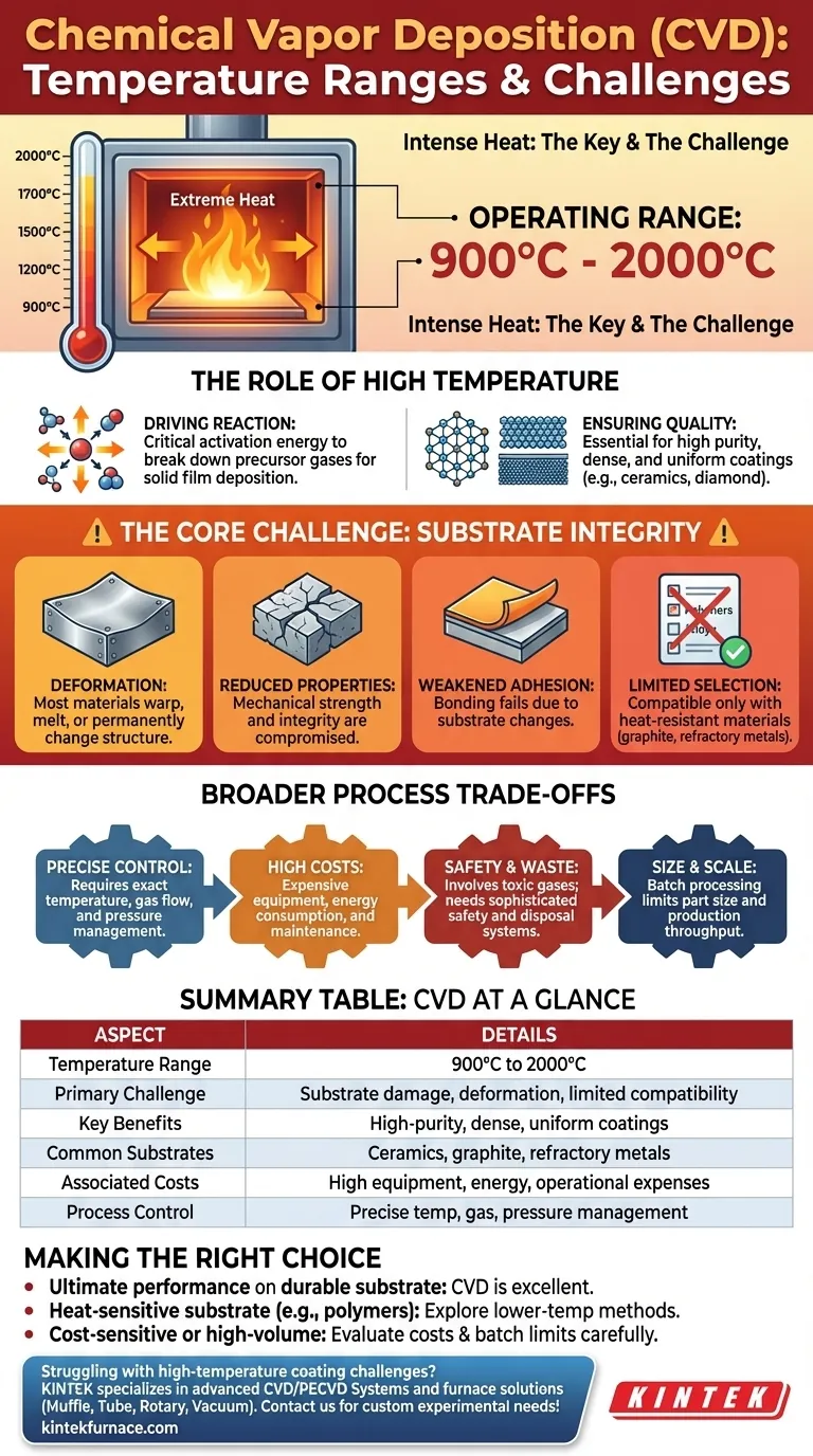 Quelles sont les gammes de température typiquement utilisées dans le dépôt chimique en phase vapeur (CVD) et quels défis présentent-elles ? Découvrez les aperçus clés pour réussir les revêtements à haute température. Guide Visuel