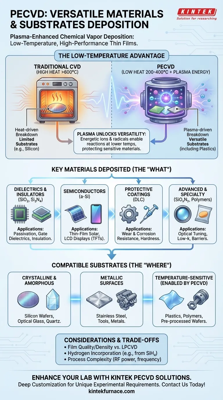PECVD로 증착할 수 있는 재료 유형과 사용 가능한 기판은 무엇입니까? 다용도 박막 솔루션 잠금 해제 시각적 가이드