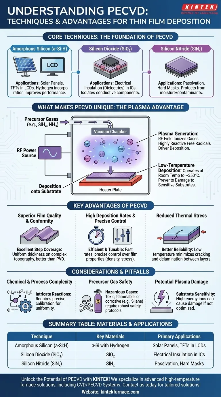 Quelles sont les principales techniques prises en charge par le système PECVD ? Découvrez le dépôt de couches minces à basse température Guide Visuel