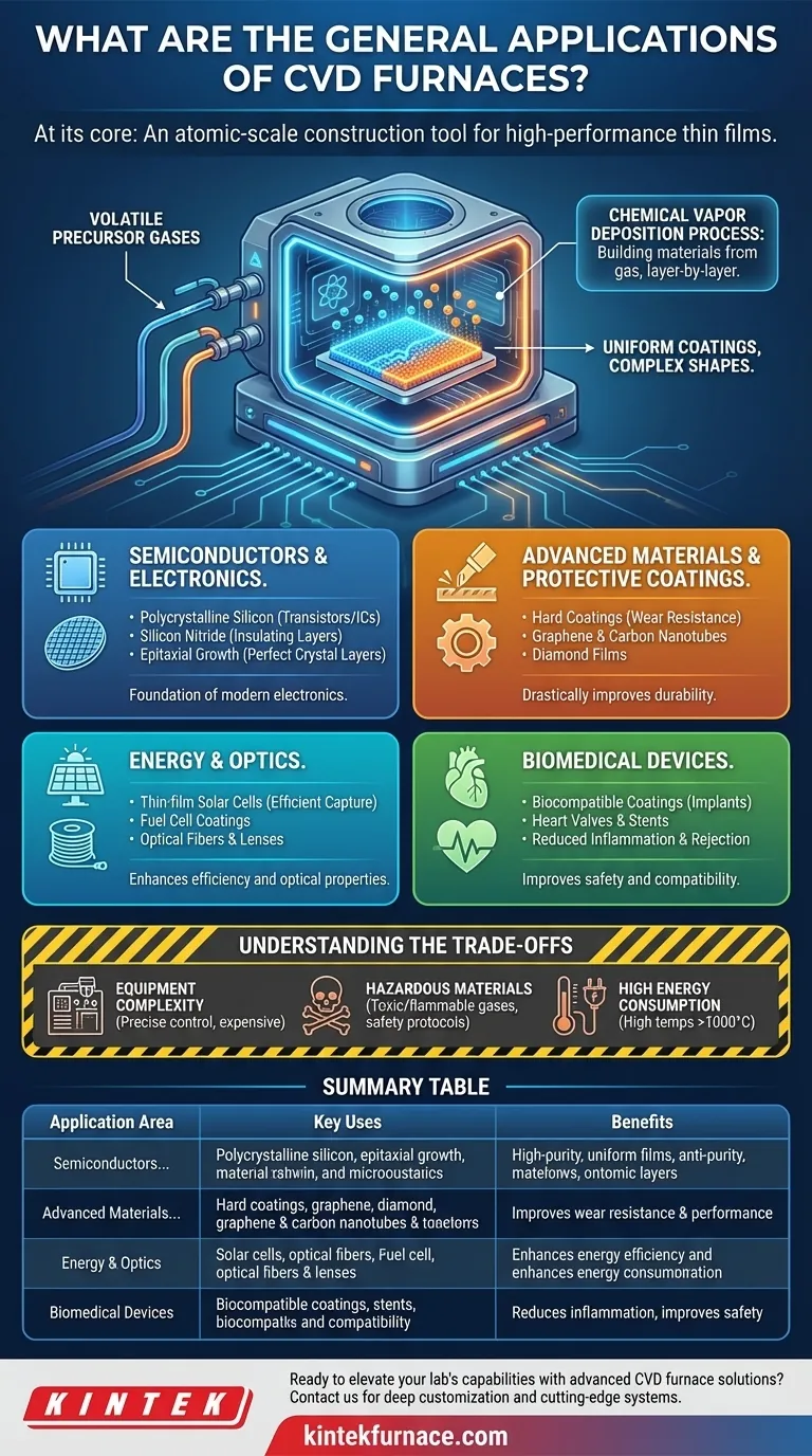 What are the general applications of CVD furnaces? Unlock High-Performance Thin Films for Your Industry Visual Guide
