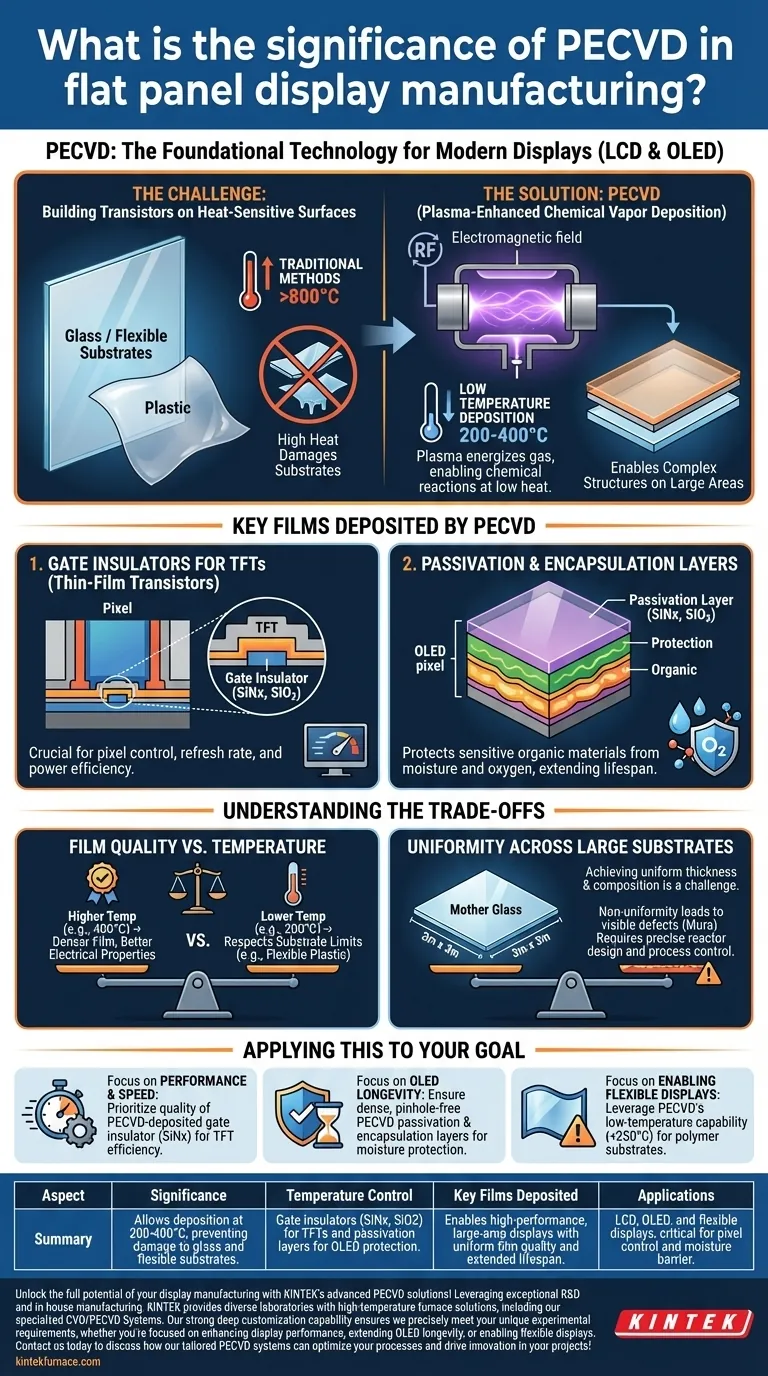 PECVD在平板显示器制造中的重要性是什么？实现高性能、低温沉积 图解指南