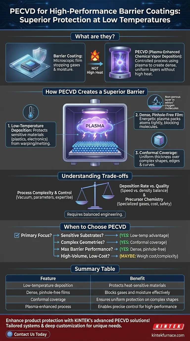 Was sind Barriereschichten, und wie wird PECVD bei deren Abscheidung eingesetzt? Entdecken Sie Niedertemperatur-, Hochleistungslösungen Visuelle Anleitung