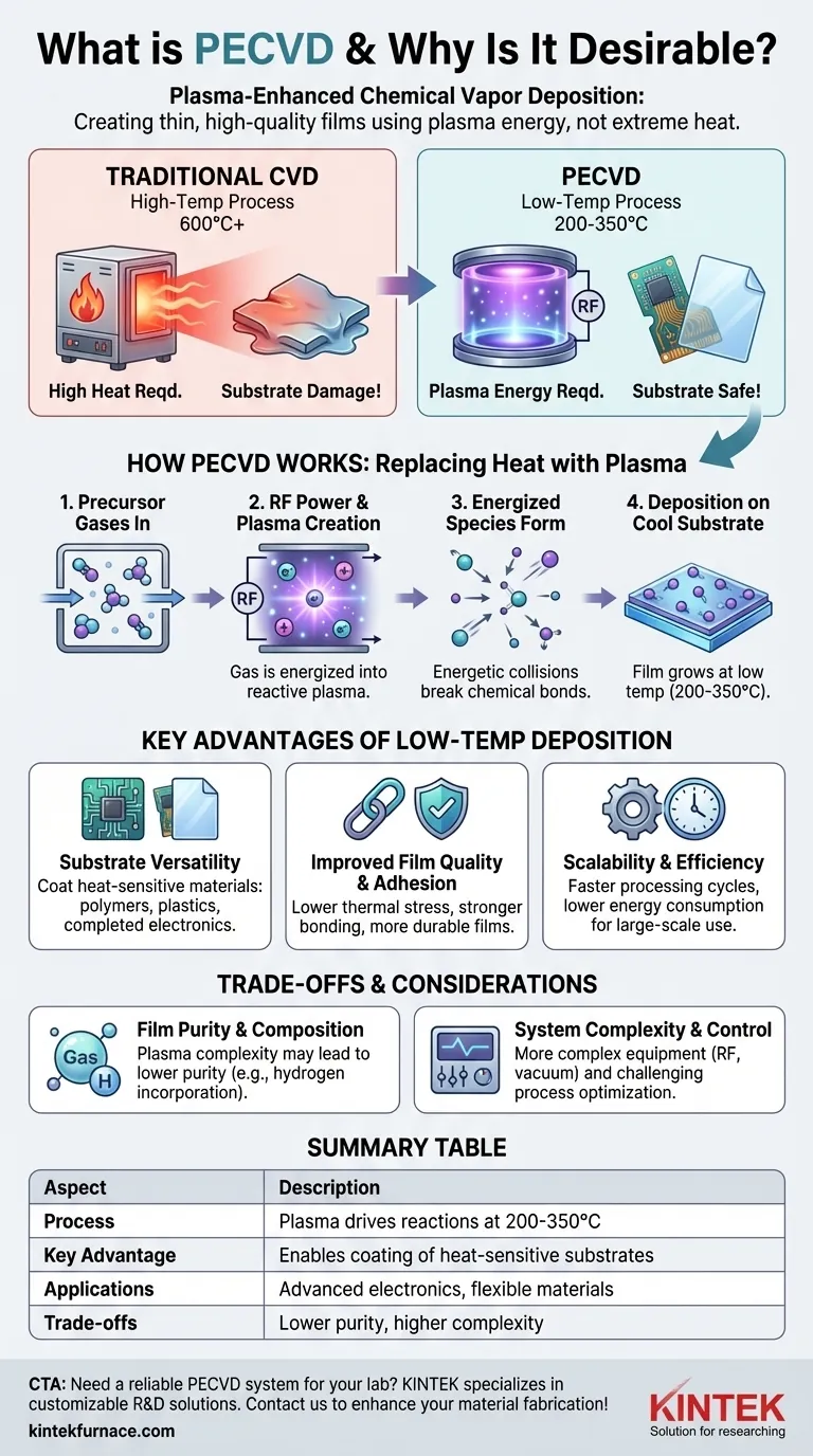 플라즈마 강화 화학 기상 증착(PECVD)이란 무엇이며, 왜 선호됩니까? 저온 박막 솔루션을 알아보세요 시각적 가이드