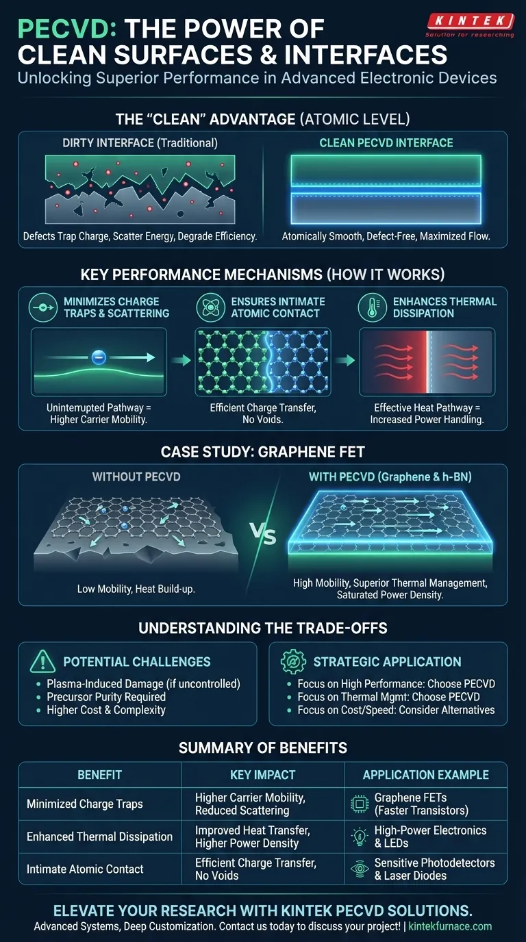 How do the clean surfaces and interfaces of PECVD-prepared materials benefit their applications? Boost Performance in Electronics Visual Guide
