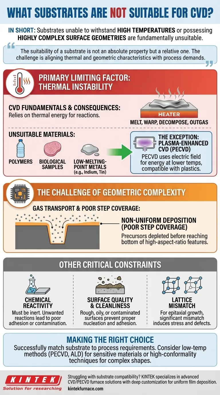 What types of substrates are not suitable for CVD? Avoid Thermal and Geometric Pitfalls Visual Guide