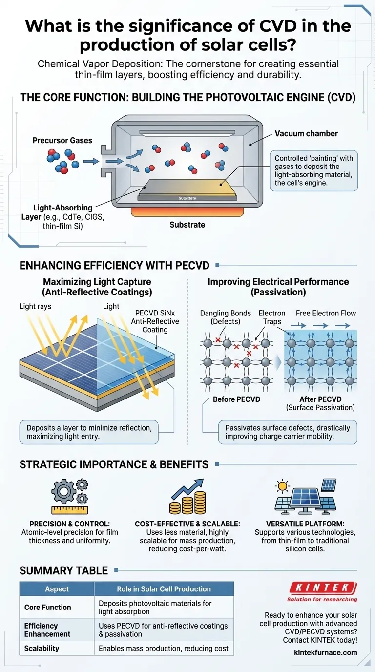 Welche Bedeutung hat CVD bei der Herstellung von Solarzellen? Entdecken Sie hocheffiziente Dünnschichtschichten Visuelle Anleitung