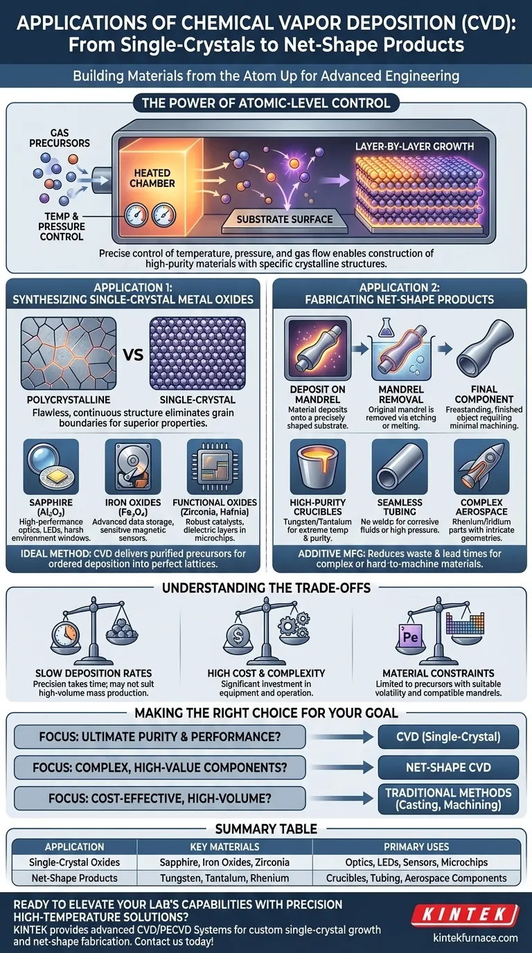 Quali sono le applicazioni della CVD nella produzione di ossidi metallici monocristallini e prodotti di forma netta (net-shape)? Sbloccare la produzione di precisione Guida Visiva