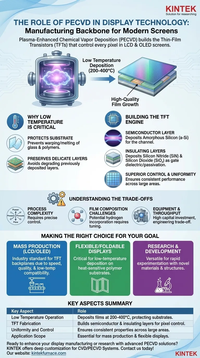 Quel rôle le PECVD joue-t-il dans la technologie d'affichage ? Permettre des écrans haute résolution avec une précision à basse température Guide Visuel