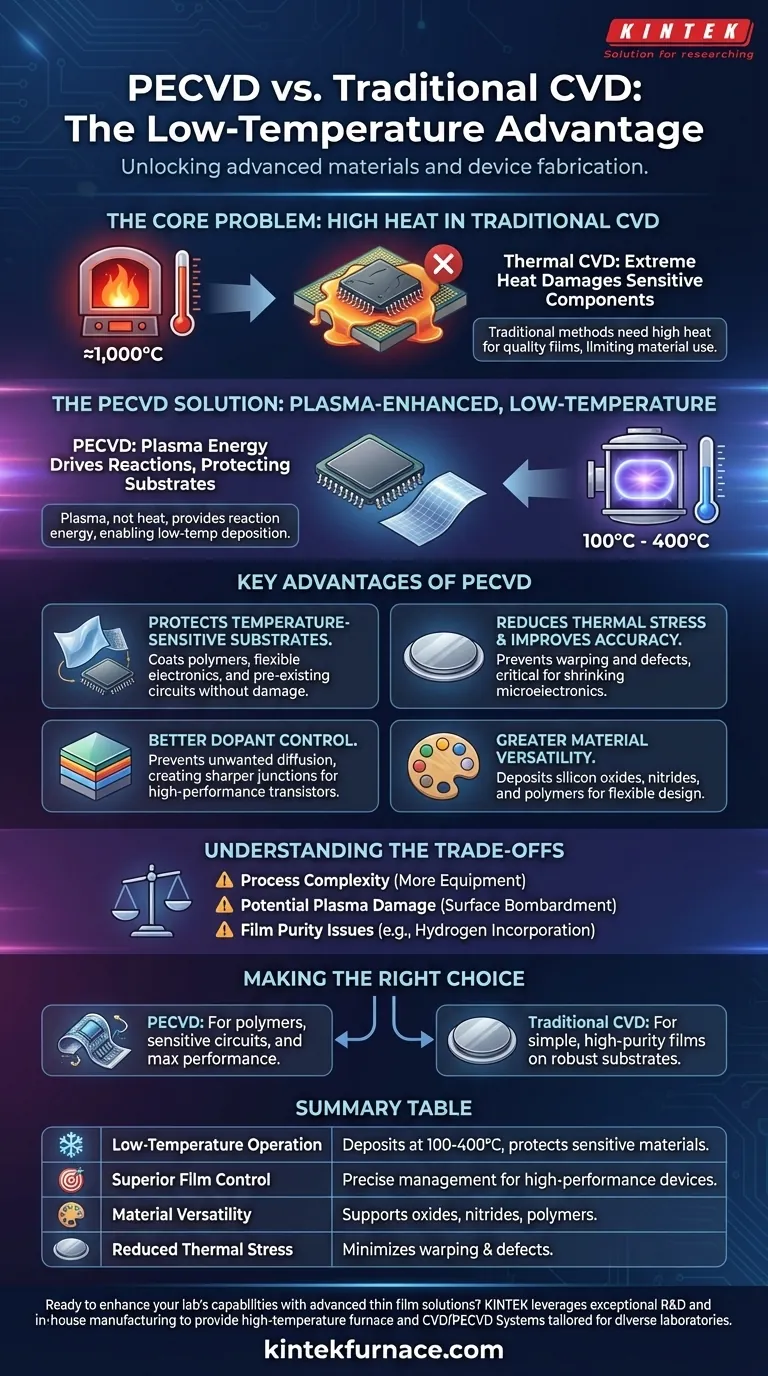 전통적인 방식에 비해 PECVD의 주요 장점은 무엇입니까? 저온 박막 증착 잠금 해제 시각적 가이드