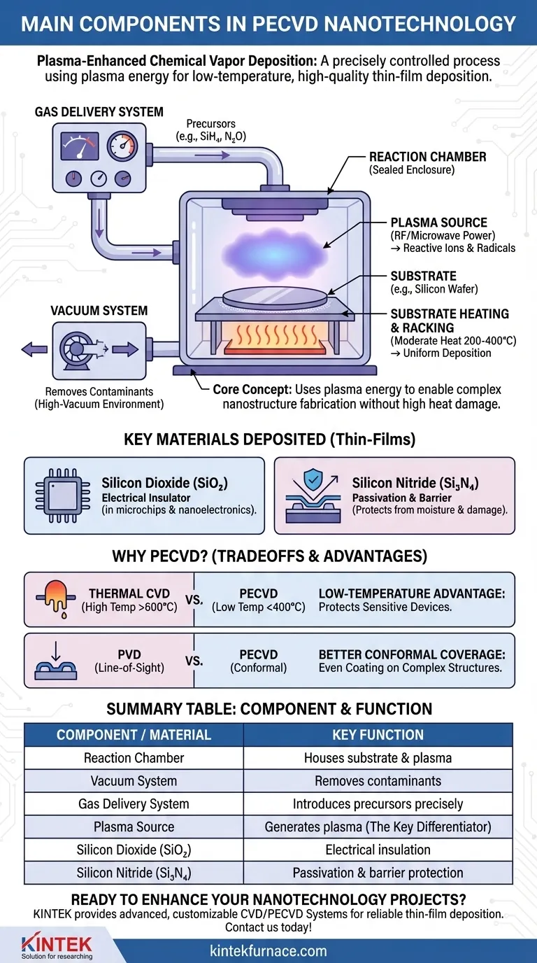 What are the main components used in PECVD nanotechnology? Explore Key Hardware and Materials for Nanofabrication Visual Guide