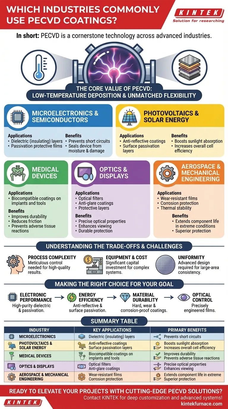 PECVDコーティングは、一般的にどの業界で利用されていますか？貴社の分野向けに高度な薄膜ソリューションを開拓しましょう ビジュアルガイド