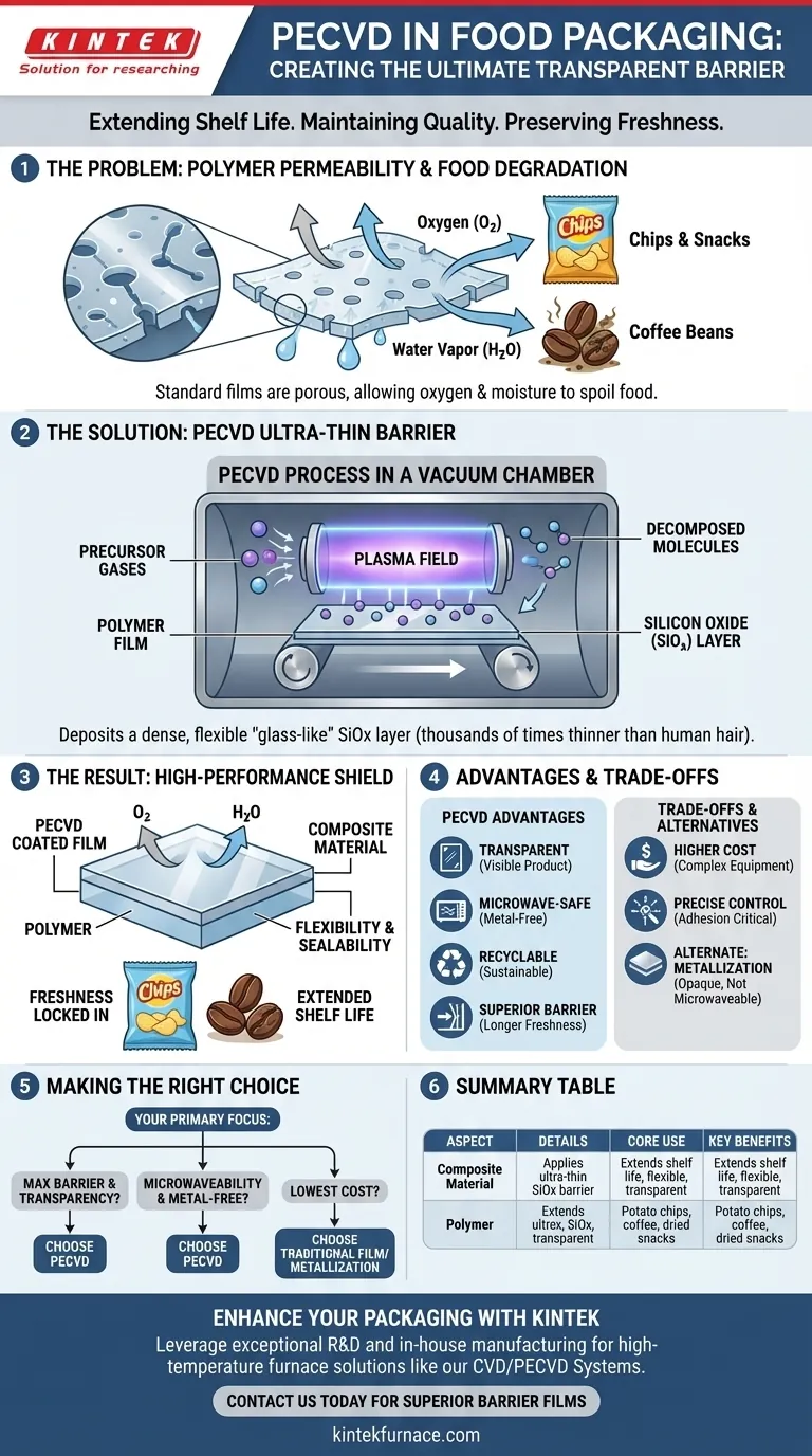 Come viene utilizzato il PECVD nell'industria dell'imballaggio alimentare? Estendi la durata di conservazione con film barriera trasparenti Guida Visiva