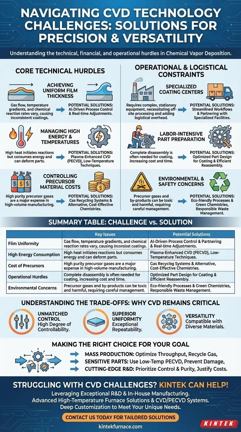 Quels sont les principaux défis de la technologie CVD ? Surmonter les obstacles clés pour une meilleure déposition de couches minces Guide Visuel
