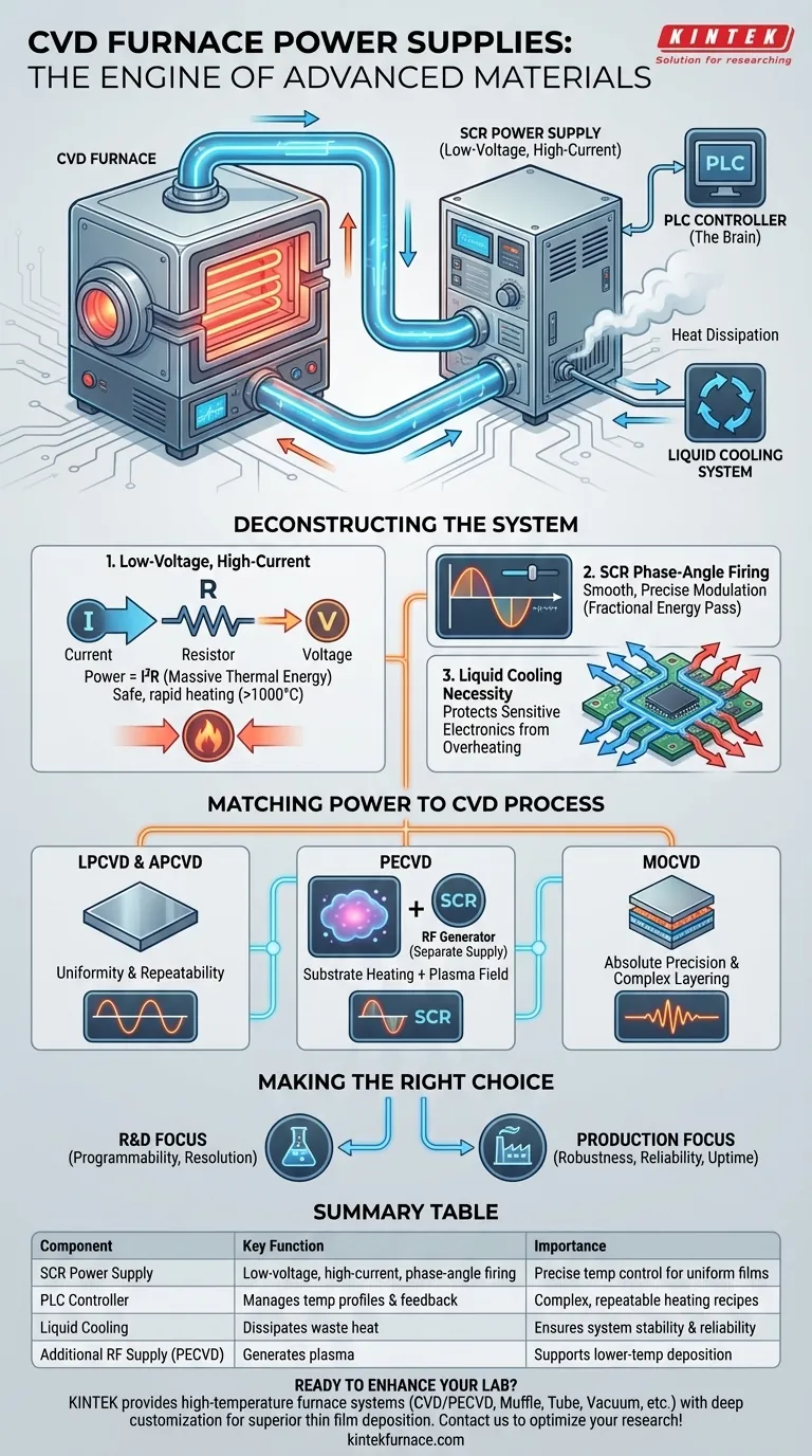 CVD 퍼니스에는 어떤 유형의 전원 공급 장치가 사용됩니까? 우수한 박막을 위한 정밀 SCR 시스템을 만나보세요 시각적 가이드