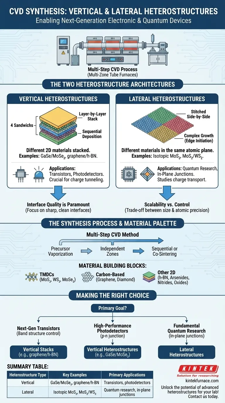 Quels types d'hétérostructures ont été synthétisés avec succès à l'aide de ces systèmes de CVD ? Découvrez des architectures avancées de matériaux 2D Guide Visuel
