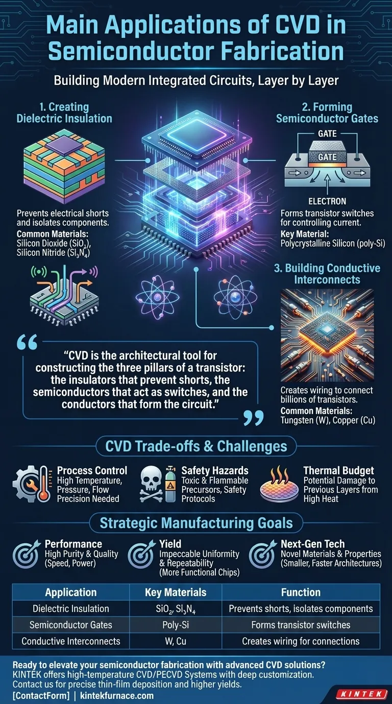 半導体製造におけるCVDの主な用途は何ですか？最新のマイクロチップ構築に不可欠 ビジュアルガイド