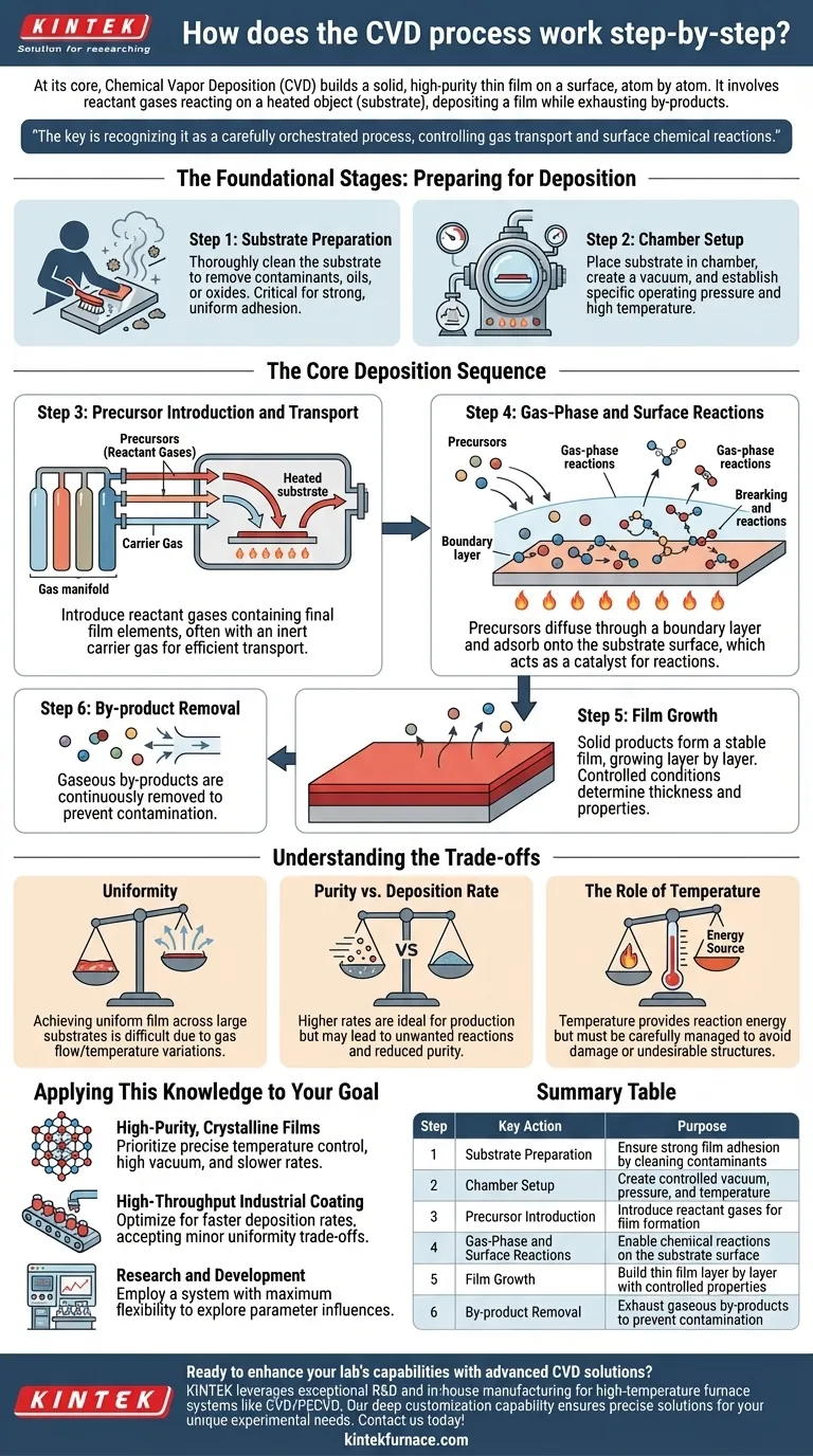 How does the CVD process work step-by-step? Master Thin Film Deposition for Your Lab Visual Guide