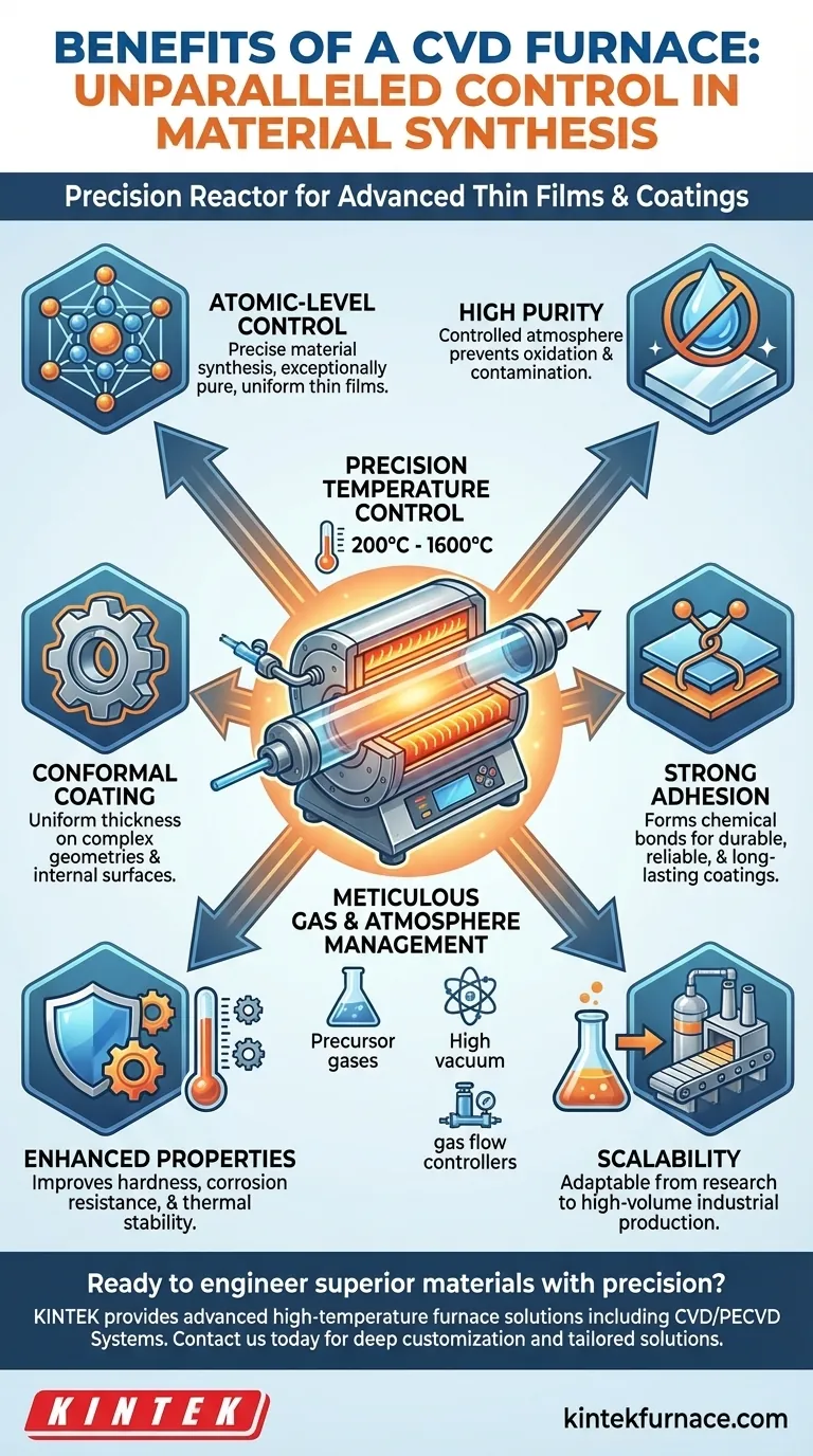 Quais são os benefícios de usar um forno CVD? Alcance controle a nível atômico para filmes finos superiores Guia Visual
