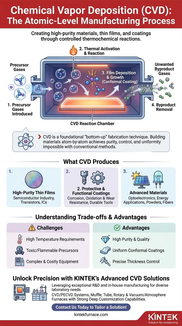 ما هو الترسيب الكيميائي للبخار (CVD) وماذا ينتج؟ اكتشف الأغشية الرقيقة والطلاءات عالية النقاوة دليل مرئي