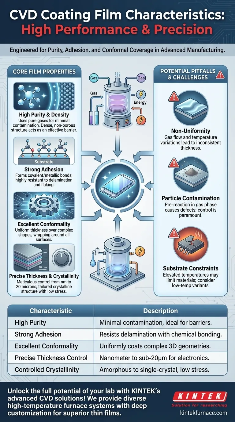 Quelles sont les caractéristiques du film de revêtement produit par CVD ? Obtenez des films minces de qualité supérieure pour vos applications Guide Visuel