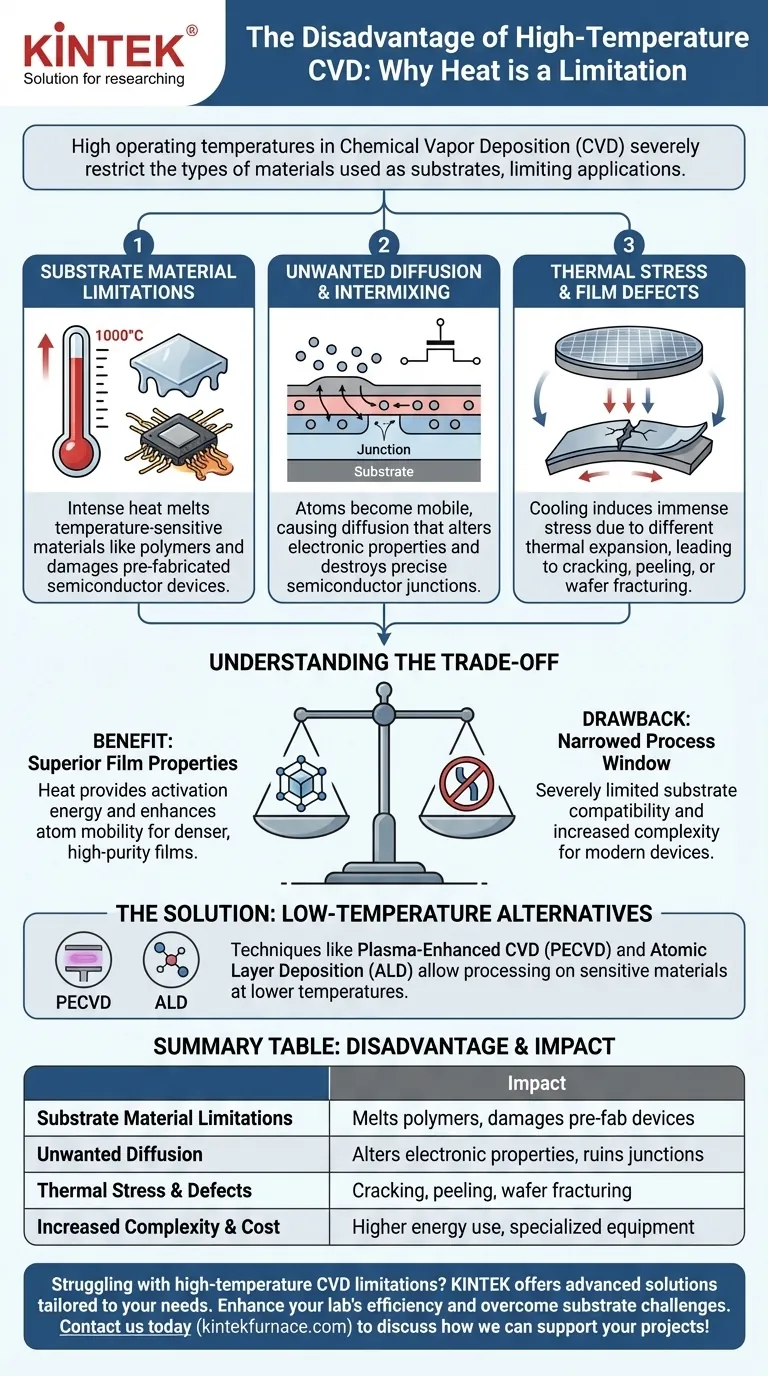 Pourquoi les températures de fonctionnement élevées sont-elles un inconvénient pour le CVD ? Limitation des choix de substrats et augmentation des défauts Guide Visuel