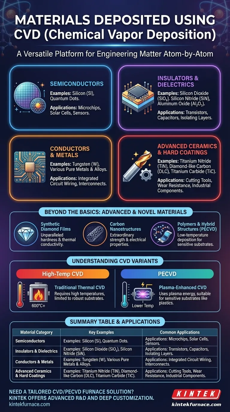 What materials can be deposited using CVD? Unlock Versatile Thin Films for Your Applications Visual Guide