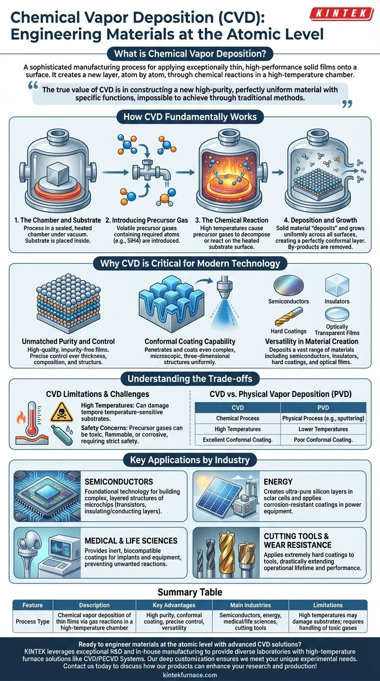 Cos'è la deposizione chimica da fase vapore (CVD) e quali industrie ne traggono beneficio? Sblocca l'ingegneria dei materiali a livello atomico Guida Visiva