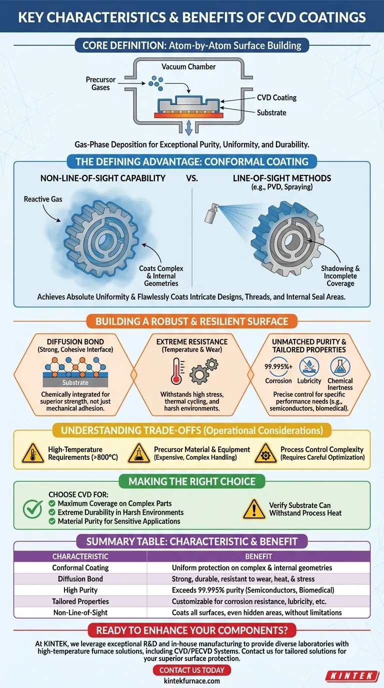 Quali sono le caratteristiche e i vantaggi principali dei rivestimenti CVD? Ottieni una protezione superficiale superiore per parti complesse Guida Visiva