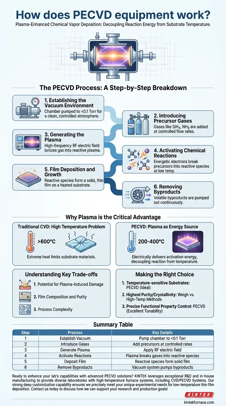 Wie funktioniert eine PECVD-Ausrüstung? Dünnschichtabscheidung bei niedriger Temperatur ermöglichen Visuelle Anleitung