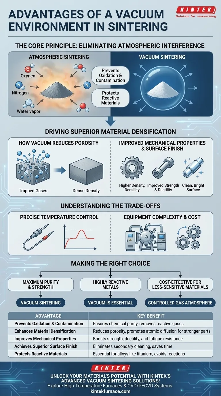 Quali sono i vantaggi di utilizzare un ambiente sottovuoto nella sinterizzazione? Ottenere Purezza e Resistenza Superiori Guida Visiva