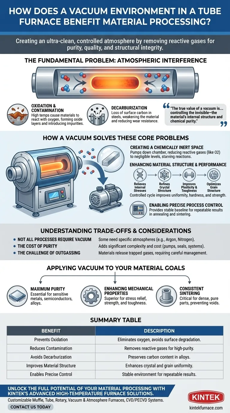 كيف تفيد بيئة الفراغ في الفرن الأنبوبي معالجة المواد؟ تحقيق النقاء والأداء دليل مرئي