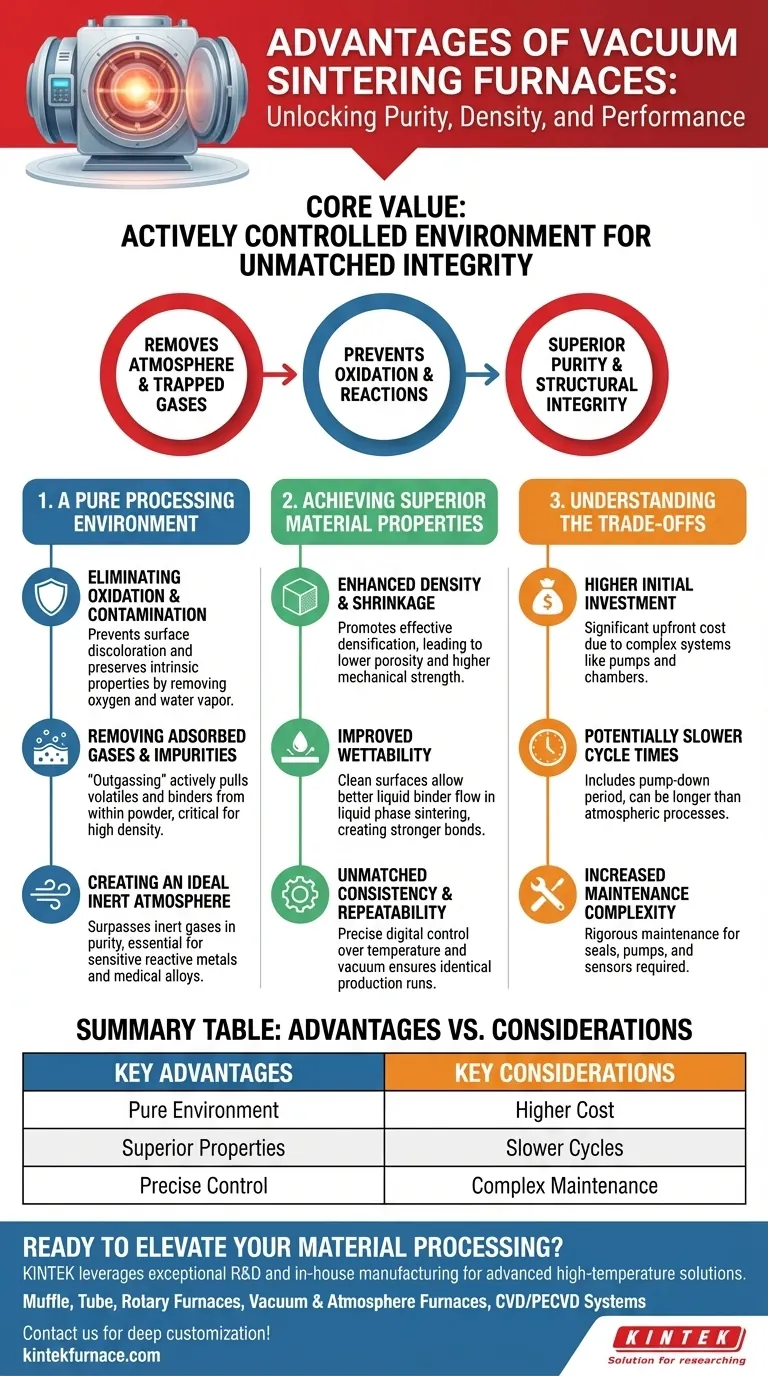 What are the key advantages of using a vacuum sintering furnace? Achieve High-Purity, Dense Materials with Superior Control Visual Guide