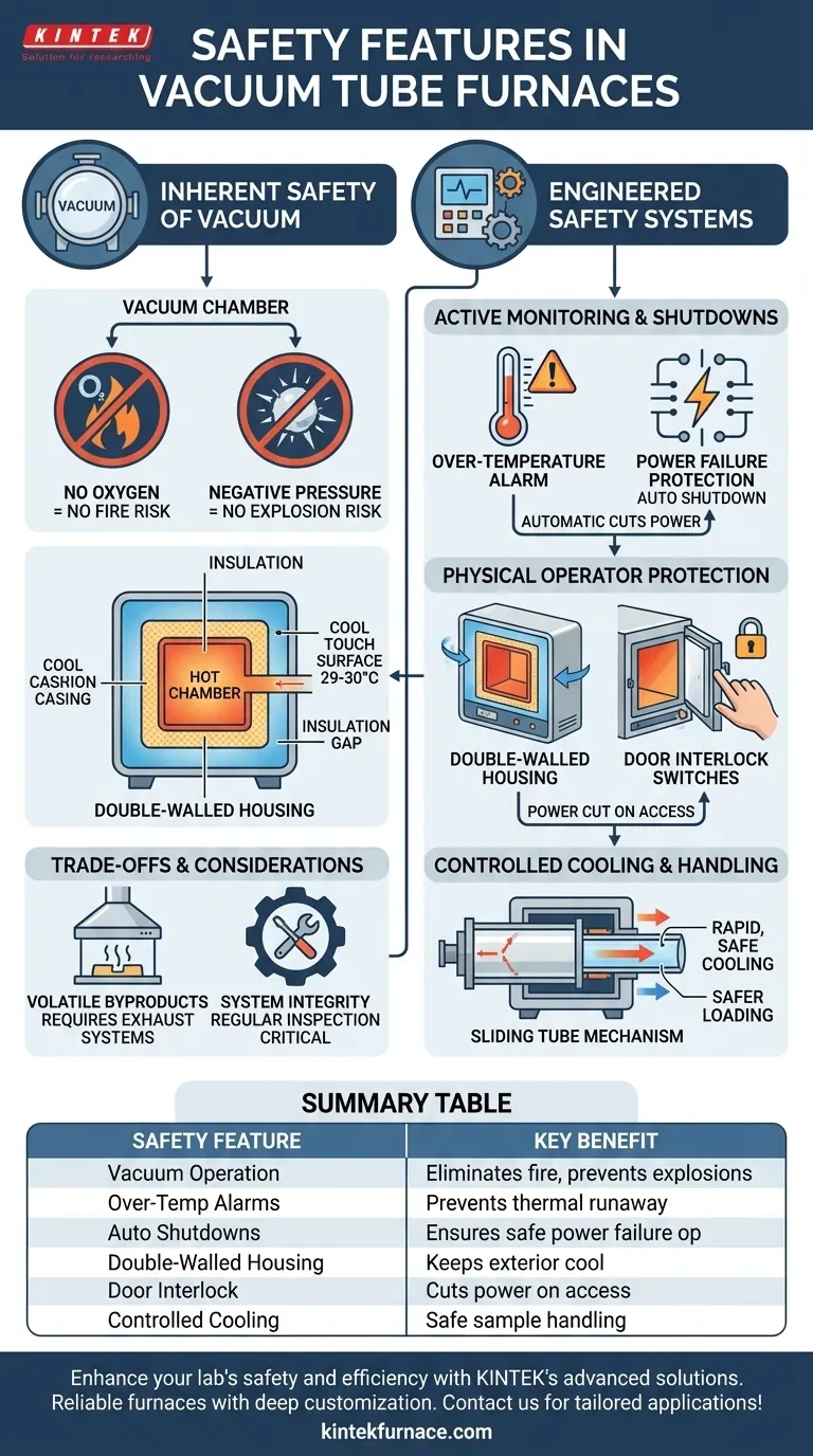 What safety features are typically included in vacuum tube furnaces? Essential Protection for High-Temp Labs Visual Guide