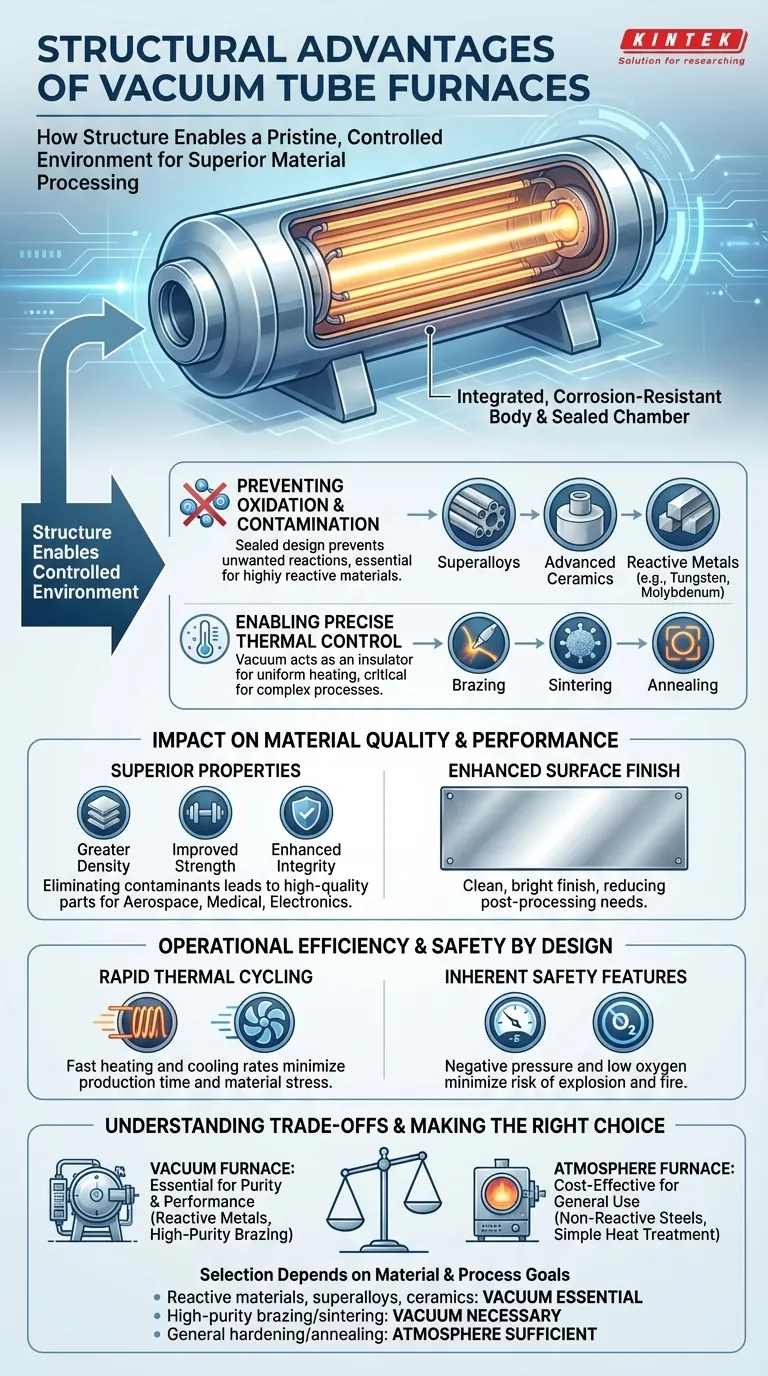 ما هي المزايا الهيكلية التي توفرها أفران الأنبوب المفرغ من الهواء؟ تحقيق النقاء والدقة في معالجة المواد دليل مرئي