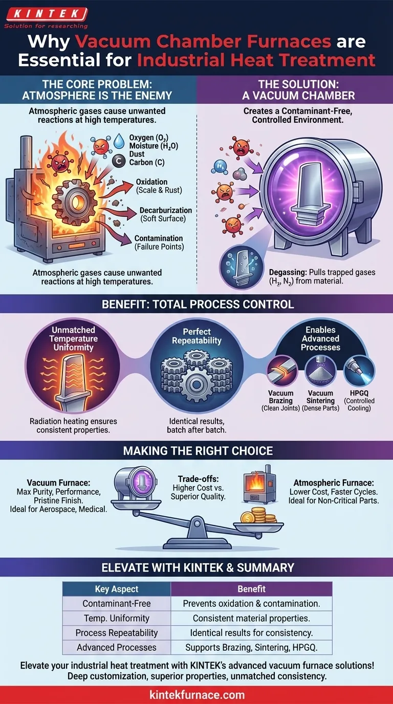 Warum sind Vakuumkammeröfen für die industrielle Wärmebehandlung unerlässlich? Gewährleistung kontaminationsfreier Präzision Visuelle Anleitung