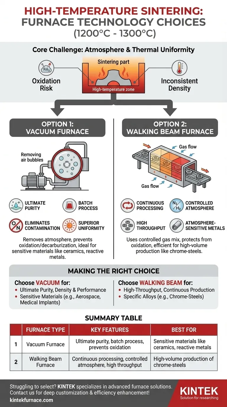 What furnace technology is needed for higher temperature sintering? Choose Vacuum or Walking Beam for Optimal Results Visual Guide