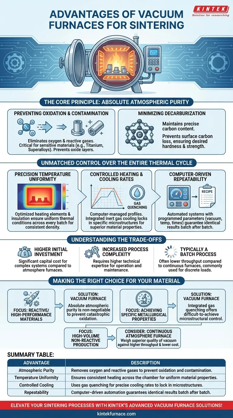 Quais são as vantagens dos fornos a vácuo para sinterização? Alcance Qualidade de Material Superior e Controle Guia Visual