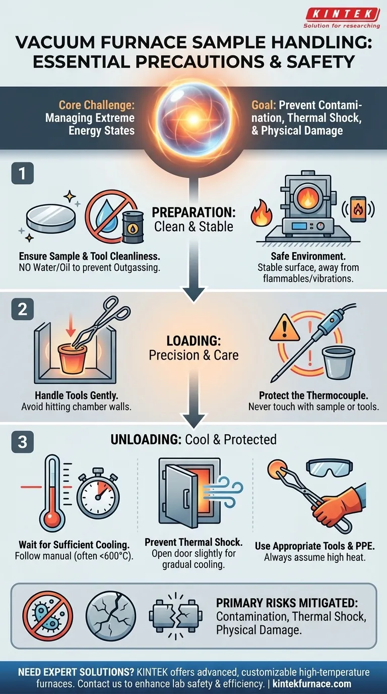 What precautions should be taken when handling samples in a vacuum furnace? Ensure Safety and Precision in Your Lab Visual Guide