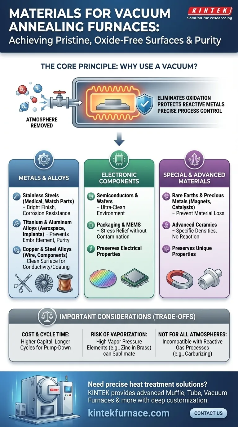 Que materiais podem ser processados em um forno de recozimento a vácuo? Ideal para Metais Reativos e Eletrônicos Guia Visual