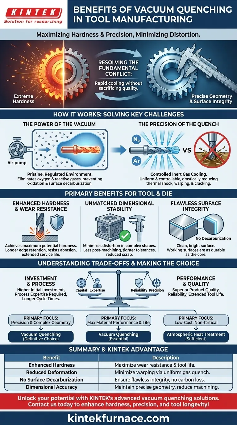 What benefits does a vacuum quenching furnace provide in tool manufacturing? Achieve Superior Hardness and Precision Visual Guide