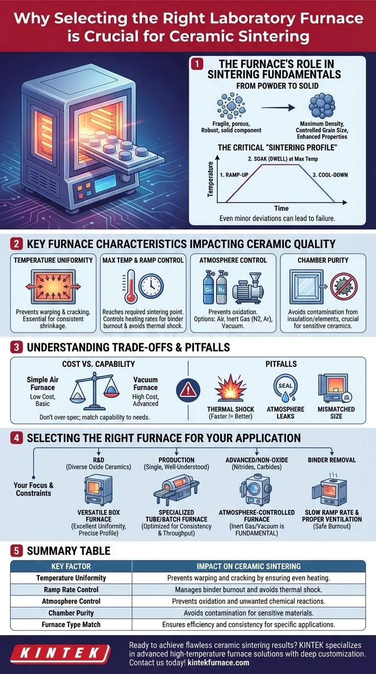 Why is selecting the right laboratory furnace important for ceramic sintering? Ensure Precise Control for Superior Ceramic Properties Visual Guide