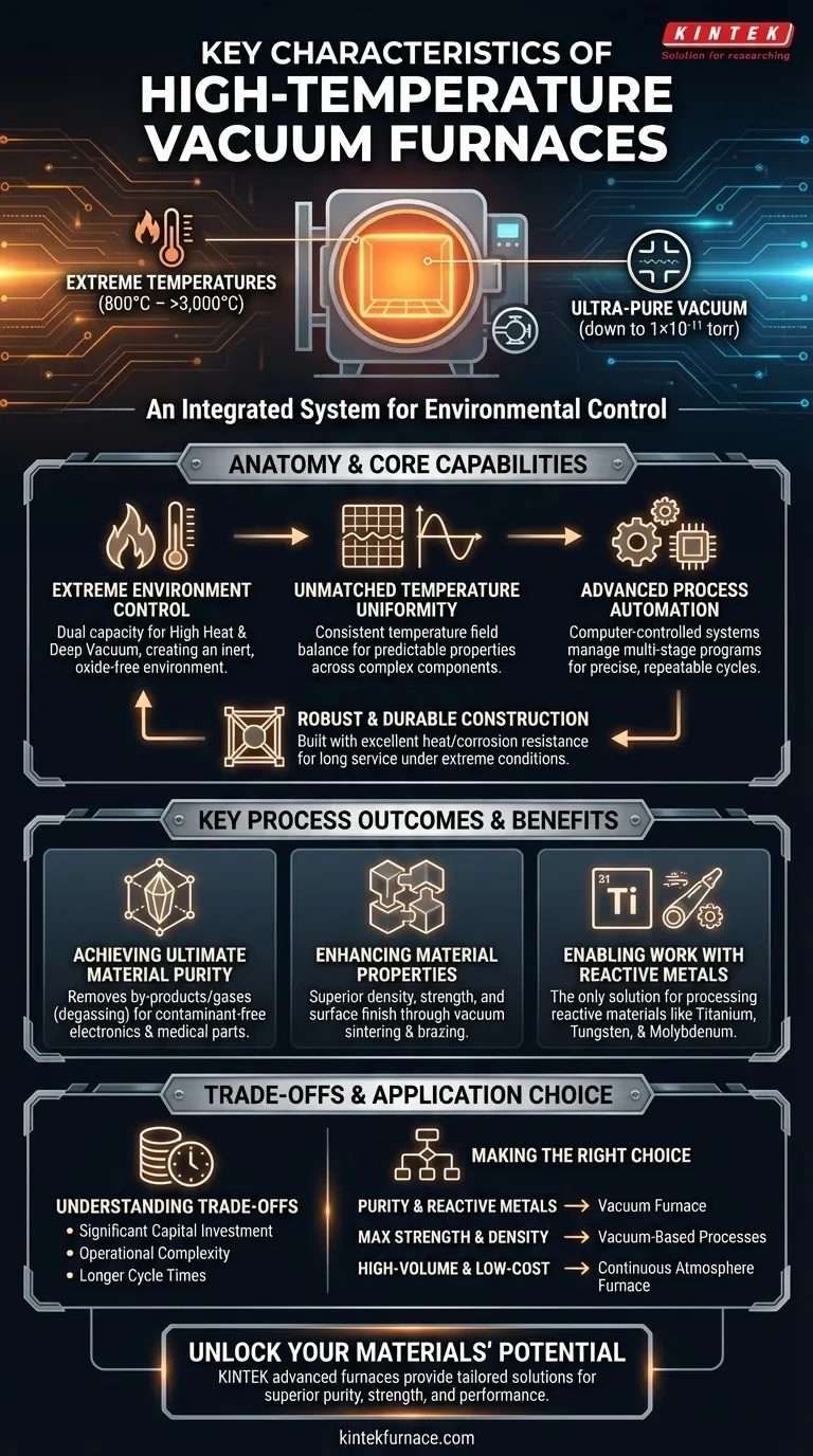 Quali sono le caratteristiche chiave dei forni a vuoto ad alta temperatura? Ottieni la massima purezza e precisione nella lavorazione dei materiali Guida Visiva