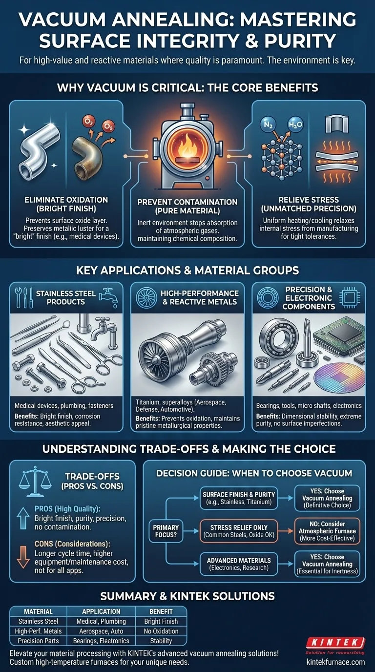 What types of materials or products are vacuum annealing furnaces primarily used for? Essential for High-Value, Reactive Materials Visual Guide